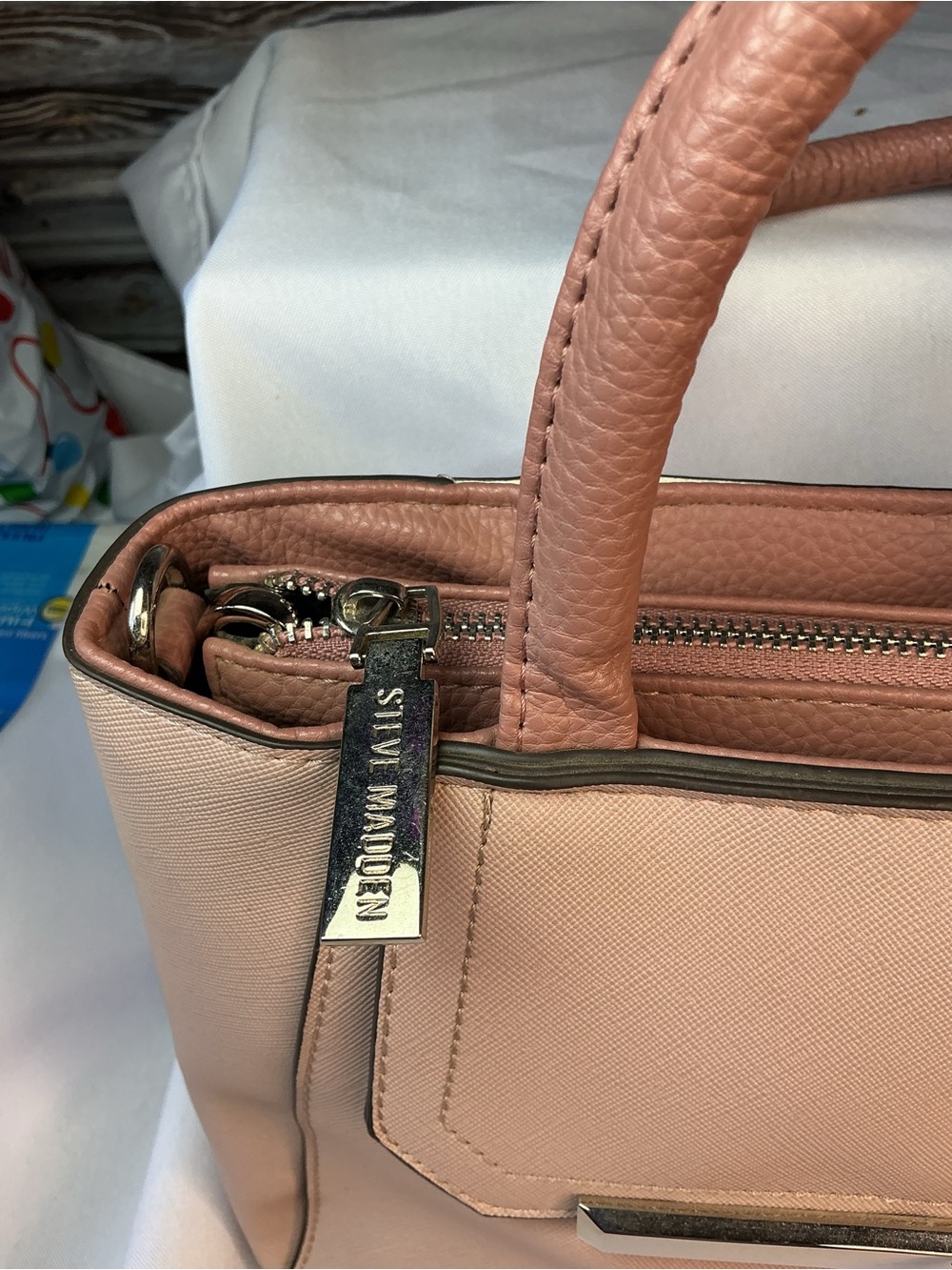 ★ Steve Madden Blush Pink Satchel Crossbody Purse Scarf Accent - Picture 4 of 11